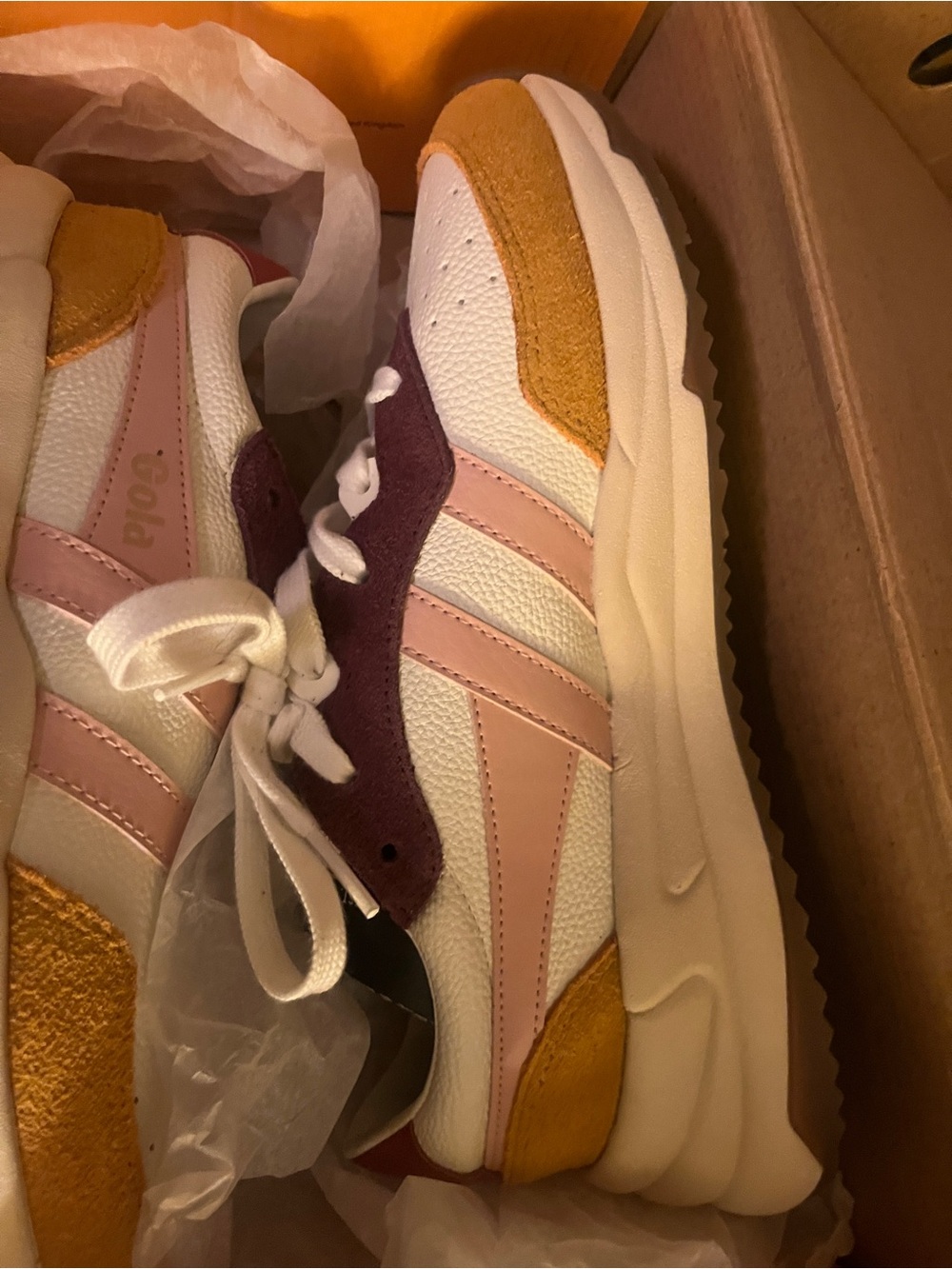 Gola Women's Sneakers in White, Pink, Mustard & Plum 8 New with Box athletic